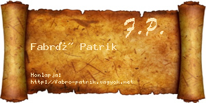 Fabró Patrik névjegykártya